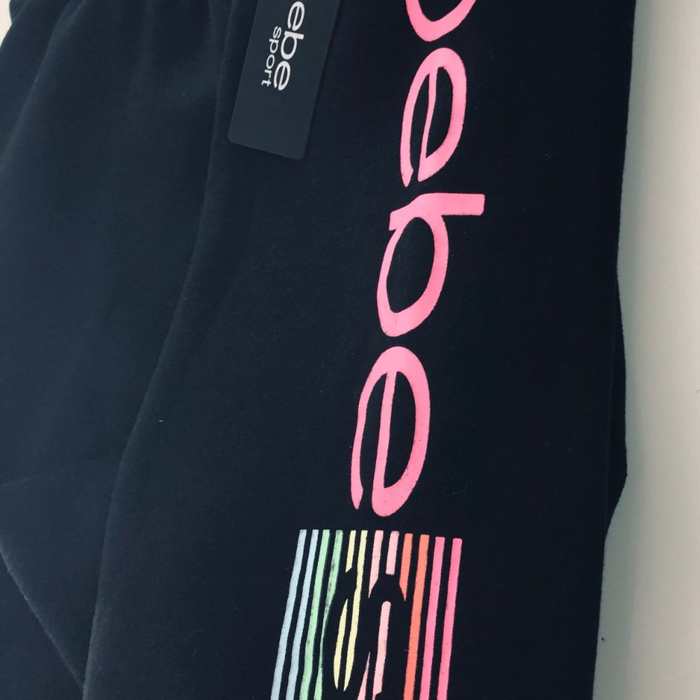 BEBE Sport Logo Stripe Black Jogger NWT Size Large - Picture 6 of 10